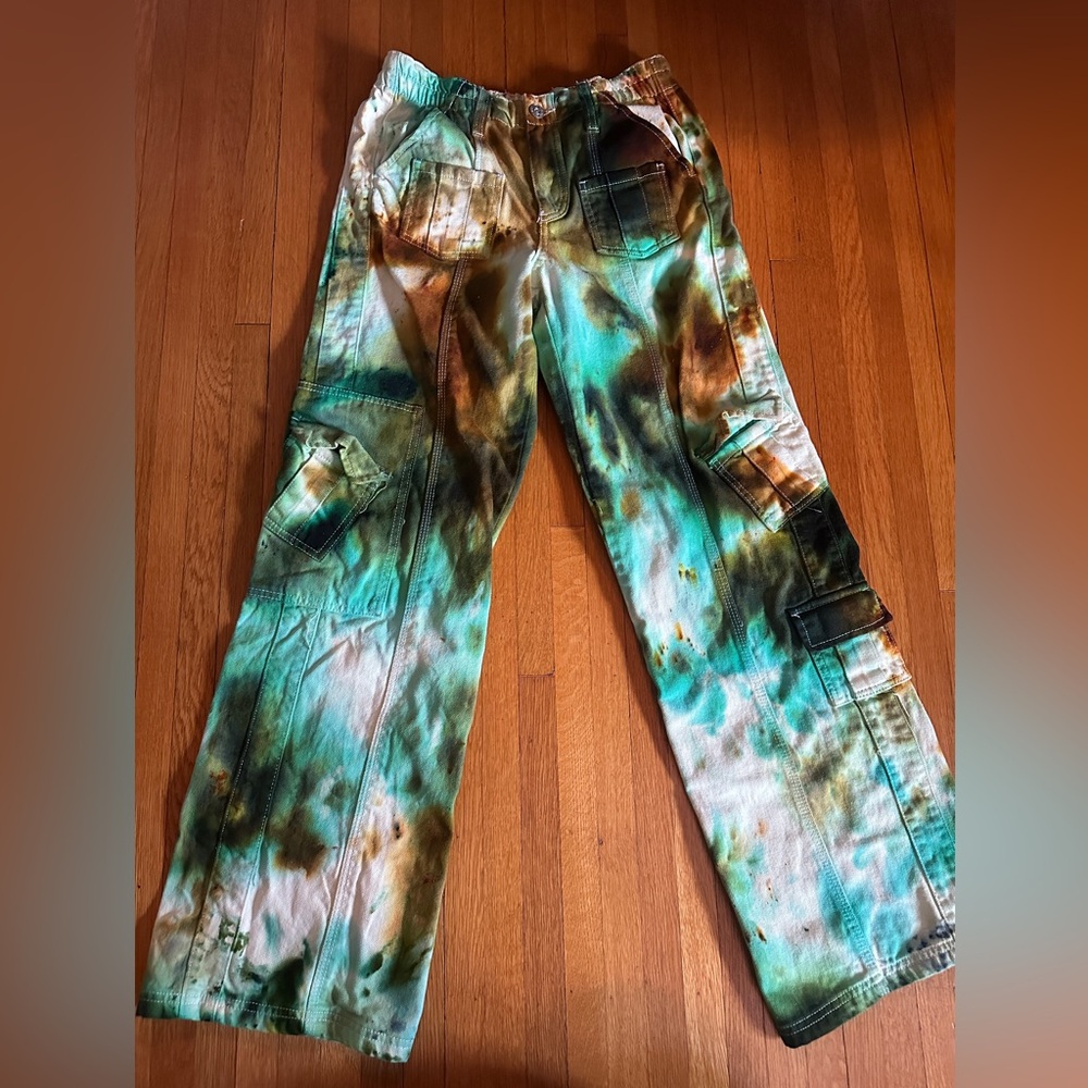 Hand-Dyed BDG Urban Outfitters Cotton Y2K Cargo Jeans, Size S